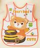 Yellow Bee PVC Adorable Bear and Honey Pot Waterproof Bib with Floral Accents for Girls, Mustard
