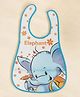 Yellow Bee PVC Baby Bib with Adorable Elephant and Flower Design for Boys- Light Blue