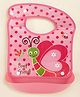Yellow Bee Silicon Butterfly Best Friend Bib with Polka Dot Design and Catch Pocket for Girls- Pink