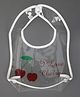 Yellow Bee PVC Clear Waterproof Baby Bib with Cherry Print and Spill-Catch Pocket for Girls- Transparent