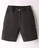 Kookie Kids Cotton Woven Knee Length Solid Color Shorts With Cargo Pockets - Charcoal Grey
