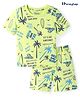 Honeyhap Premium 100%    Cotton Knit Short Night Suit   With Bio Finish Beach Theme Print - Sunny Lime