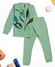Earth Conscious Blended Full Sleeves Leaf Printed Coordinating Tee & Joggers Set - Green