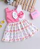 Many frocks & Christmas Theme Satin Sleeveless Bow Applique Detailed & Cut & Sew Dress - Pink