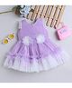 Many frocks & Sleeveless Pearls Embellished & Floral Applique Detailed Dress - Purple