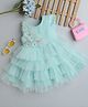 Many frocks & One Shoulder Floral Applique Detailed Layered Dress - Green