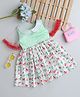 Many frocks & Christmas Theme Half Sleeves Bow & Dots Printed Dress - Green