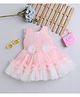 Many frocks & Sleeveless Pearls Embellished & Floral Applique Detailed Dress - Peach