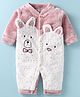 Mom's pet Full Sleeves Bear Embroidered Romper - Onion Pink