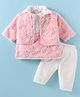 Mom's pet Textured Dress With Full Sleeves Jacket & Leggings - Pink