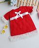 Many frocks & Christmas Theme Half Sleeves Bow Detailed Dress - Red