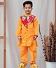 Peekaaboo Kids Pure Cotton Floral Printed & Colour Blocked Kurta Pant Set - Yellow