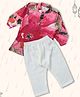 Peekaaboo Kids Pure Cotton Full Sleeves Floral Printed Kurta With Pyjama Set - Red Green & Pink