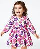 Doodle Poodle Single Jersey Knit Full Sleeves Frock with Bloomer & Floral Print - White