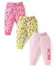 Doodle Poodle Cotton Knit Full Length Lounge Pant with Bear & Trees Print Pack of 3 - Pink & Lime Green