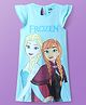 Pine Kids Disney Single Jersey Knit Frill Sleeves Nighty With Elsa & Anna Graphics - Light Blue