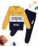 Earth Conscious Fleece Full Sleeves Colour Blocked Tee & Joggers Set - Yellow & White