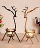 eCraftIndia Black and Golden Deer Shaped Metal Tea Light Candle Holders - Set Of 2
