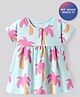Bonfino 100% Cotton Knit Half Sleeves Frock With Tropical Theme Print - Light Blue