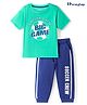 Honeyhap Premium   Cotton Knit Half Sleeves Bio Finish Night Suit with Text Print & Tape Detailing - Mint & Limoges