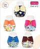 Babyhug Reusable Cloth Diaper with Contrast Flap and Insert Pack of 5 | Washable & Eco-friendly| Adjust to Suit Waist Size| Easy Snap Buttons| Soft & Skin Friendly| High Absorbency Inserts
