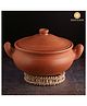 Swadeshi Blessings Hand Made Unglazed Clay Pot For Cooking & Serving with Lid Earthen Kadai Mud Handi 3 Litres - Brown