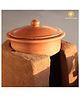 SWADESHI BLESSINGS Unglazed Clay Handi Earthen Kadai Mitti Bhagona Clay Pot for Cooking with Lid, 2.5 Liters - Red
