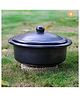 Swadeshi Blessings Unglazed Clay Handi Earthen Kadhai Mitti Bhagona Clay Pot for Cooking with Lid 2.5 Liters - Black