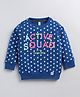 giniekids Cotton Full Sleeves Polka Dots & Text Printed Sweatshirt - Navy Blue