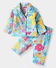 Babyhug Cotton Knit Full Sleeves Night Suit With Floral Print- Light Blue