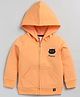 giniekids Cotton Lycra Full Sleeves Solid Hoodies - Orange