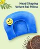 Zoe Velvet Head Shaping Rai (Mustard Seeds) Pillow Smiley Motif - Blue