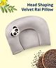 Zoe Velvet Head Shaping Rai (Mustard Seeds) Pillow, Panda Motif  - Grey