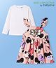 Babyoye Disney Single Jersey Knit Frock with Full Sleeves Solid T-Shirt & Minnie Mouse Graphic Gold Foil Detailing - White & Pink