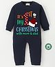 BLUSHES Christmas Theme 100% Cotton Full Sleeves Its My 1st Christmas Text Printed Romper - Navy Blue