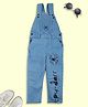 Kiddopanti Denim Sleeveless Spider & Text Printed Dungaree - Blue