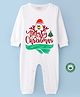 BLUSHES Christmas Theme 100% Cotton Full Sleeves Merry Christmas Text Printed Romper - White