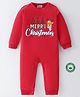 BLUSHES Christmas Theme 100% Cotton Full Sleeves Merry Christmas Text Printed Romper - Red