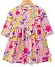 JusCubs Cotton Full Sleeves Floral Printed & Bow Applique Detailed Dress - Pink