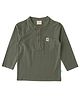 JusCubs Cotton Full Sleeves Bear Patch Detailed Tee - Green