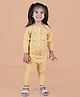 Mama & Peaches Cotton Floral & Cable Knit Designed Top & Pant Set - Yellow