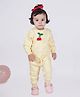 Mama & Peaches Cotton Knitted Full Sleeves Cherry Applique Detailed Top & Pant Set - Yellow
