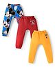 Babyhug Disney Interlock Knit Diaper Leggings with The Mickey Mouse Graphics Pack of 3- Yellow Red & Blue