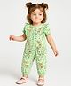 Babyoye 100% Cotton Interlock Knit Half Sleeves Romper with Eco- Jiva Finish & Animal Print - Lime Green