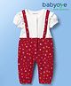 Babyoye 100% Cotton With Eco- Jiva Finish Puffed Sleeves Romper With Floral Print - Red & White