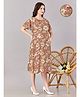 Lovely Mom's Butterfly Sleeves Floral Printed Dress With Pocket & Concealed Zipper Nursing Access - Brown