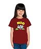 BRATMA Half Sleeves Cow Printed Tee - Maroon