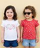 Babyoye Cotton Knit With Eco- Jiva Finish Half Sleeves Tops With Frill Detailing & Floral Print Pack of 2 - Red & White