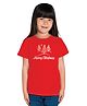 BRATMA Christmas Theme Half Sleeves Merry Christmas Text Printed Tee - Red
