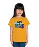 BRATMA Half Sleeves Lets Play Text Printed Tee - Mustard